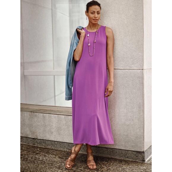 J.Jill Dresses & Skirts - J Jill Wearever Maxi Dress XL Purple Double Face Jersey Sleeveless Stretch Knit